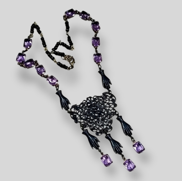 Repurposed 1950s Vintage Jewelry Art Deco Art Nouveau Design Assemblage Necklace - Picture 8 of 12